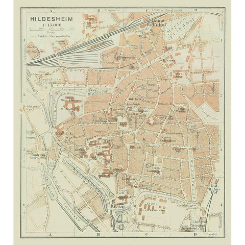 Hildesheim Germany - Baedeker 1914 White Modern Wood Framed Art Print by Baedeker