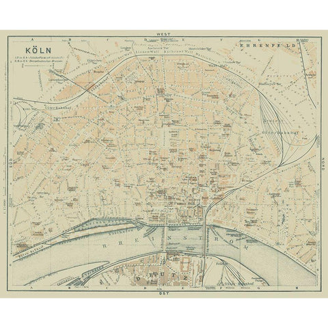 Cologne Germany - Baedeker 1914 White Modern Wood Framed Art Print by Baedeker