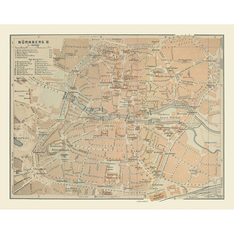 Nuremberg Germany - Baedeker 1914 Gold Ornate Wood Framed Art Print with Double Matting by Baedeker