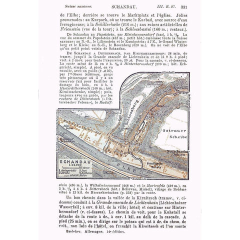 Schandau Germany - Baedeker 1914 Black Modern Wood Framed Art Print with Double Matting by Baedeker