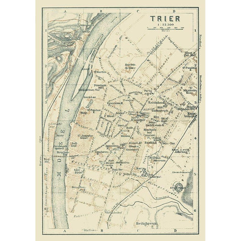 Trier Germany - Baedeker 1914 Black Modern Wood Framed Art Print with Double Matting by Baedeker