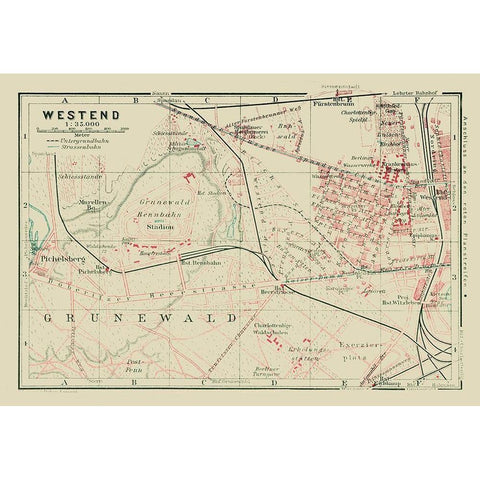 Westend Berlin Germany - Baedeker 1914 Gold Ornate Wood Framed Art Print with Double Matting by Baedeker