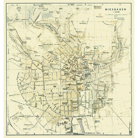 Wiesbaden Germany - Baedeker 1914 Gold Ornate Wood Framed Art Print with Double Matting by Baedeker