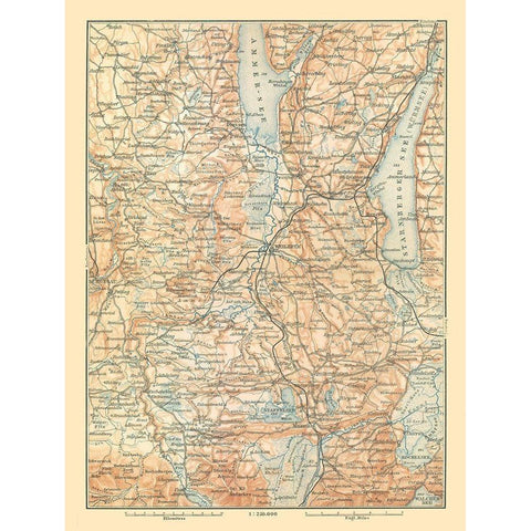 Southern Germany - Baedeker 1896 Gold Ornate Wood Framed Art Print with Double Matting by Baedeker