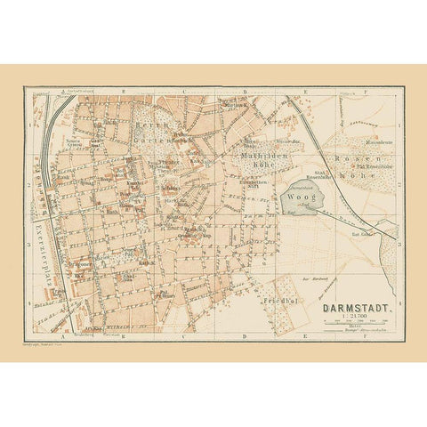 Darmstadt Germany - Baedeker 1896 White Modern Wood Framed Art Print by Baedeker