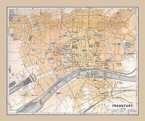 Frankfurt Germany - Baedeker 1896 Black Ornate Wood Framed Art Print with Double Matting by Baedeker