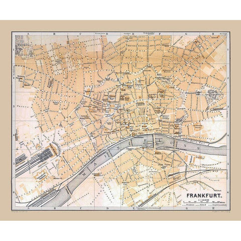 Frankfurt Germany - Baedeker 1896 Gold Ornate Wood Framed Art Print with Double Matting by Baedeker