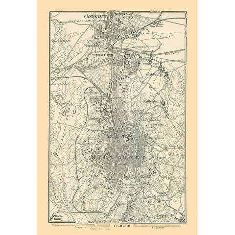 Stuttgart Germany - Baedeker 1896 White Modern Wood Framed Art Print by Baedeker