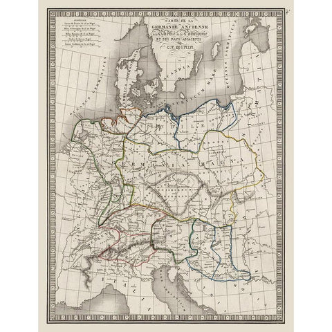 Ancient Germany - Monin 1839 White Modern Wood Framed Art Print by Monin