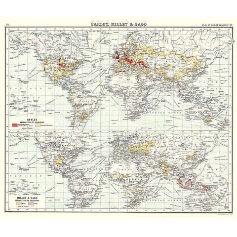 Global Barley Millet Sago - Bartholomew 1907 Gold Ornate Wood Framed Art Print with Double Matting by Bartholomew