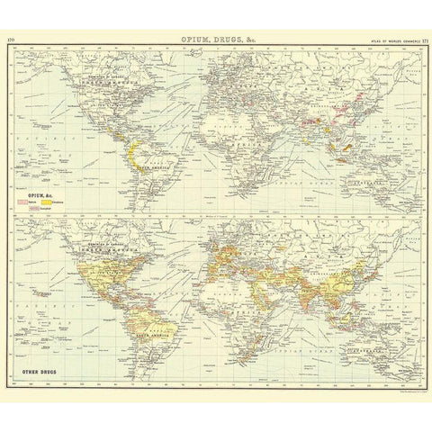 Global Opium Drugs - Bartholomew 1907 Black Modern Wood Framed Art Print by Bartholomew