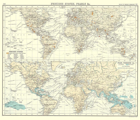 Global Precious Stones Pearls - Bartholomew 1907 Black Ornate Wood Framed Art Print with Double Matting by Bartholomew