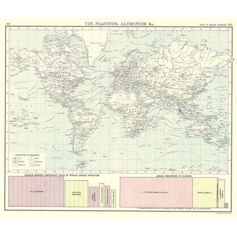 Global Tin Platinum Aluminium - Bartholomew 1907 Gold Ornate Wood Framed Art Print with Double Matting by Bartholomew