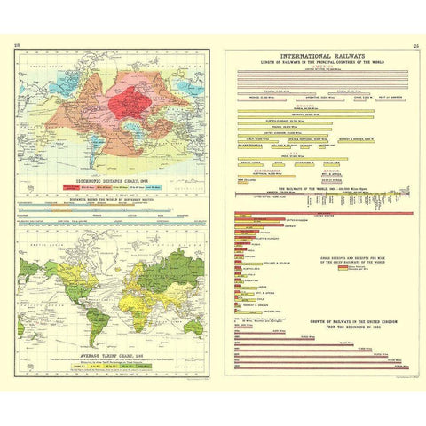 Global Isochronic Distance Tariff Railways Black Modern Wood Framed Art Print with Double Matting by Bartholomew