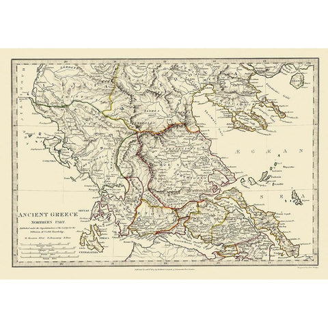 Ancient Northern Greece - Chapman 1829 Gold Ornate Wood Framed Art Print with Double Matting by Chapman