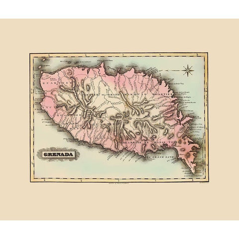 Caribbean Grenada - Lucas 1823 White Modern Wood Framed Art Print by Lucas