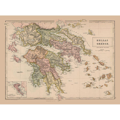 Greece - Black 1867 Gold Ornate Wood Framed Art Print with Double Matting by Black