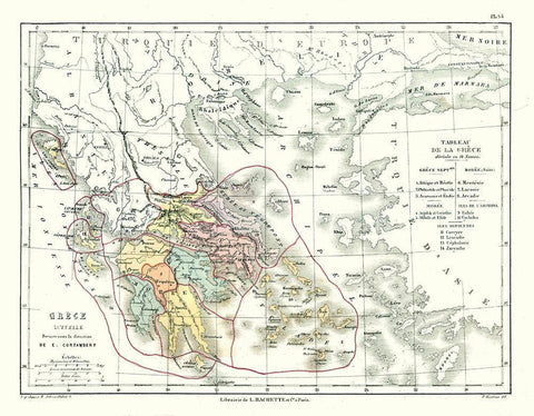 Greece - Cortambert 1880 White Modern Wood Framed Art Print with Double Matting by Cortambert