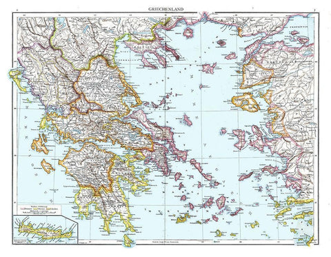 Greece - Droysen 1886 White Modern Wood Framed Art Print with Double Matting by Droysen