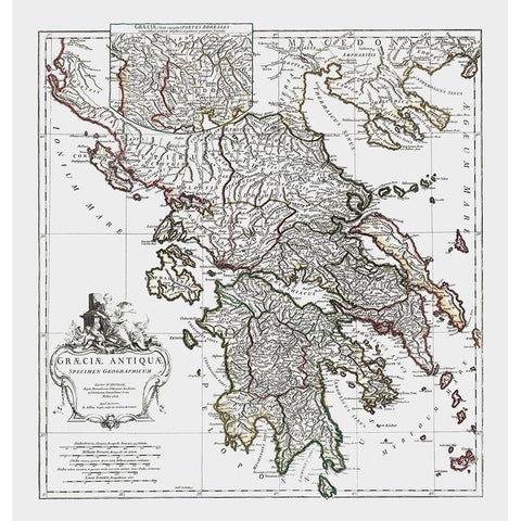 Ancient Greece - DAnville 1799 Black Modern Wood Framed Art Print with Double Matting by D''Anville