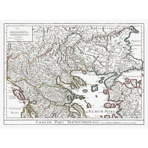 North East Greece - De Lisle 1731 Black Modern Wood Framed Art Print with Double Matting by De L''isle