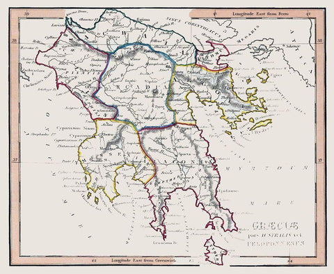 Ancient Greece - Fenner 1830 White Modern Wood Framed Art Print with Double Matting by Fenner