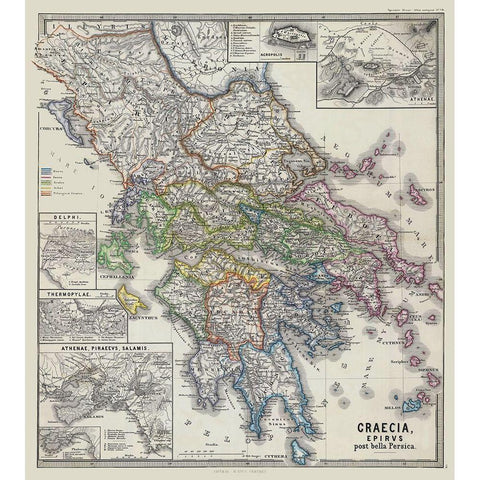 Macedonian War Greece - Spruner 1865 Black Modern Wood Framed Art Print with Double Matting by Spruner
