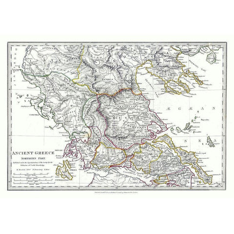 Ancient Greece Northern Part - Chapman 1829 Black Modern Wood Framed Art Print by Chapman