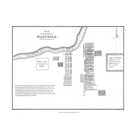 Battle of Magnesia - Greece - Oxford 1828 Black Modern Wood Framed Art Print with Double Matting by Unknown