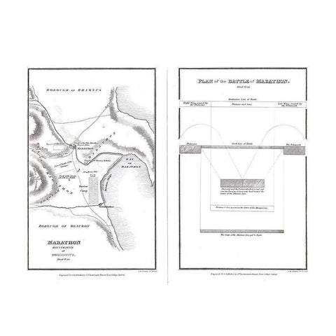 Marathon - Battle - Greece - Oxford 1828 White Modern Wood Framed Art Print by Unknown