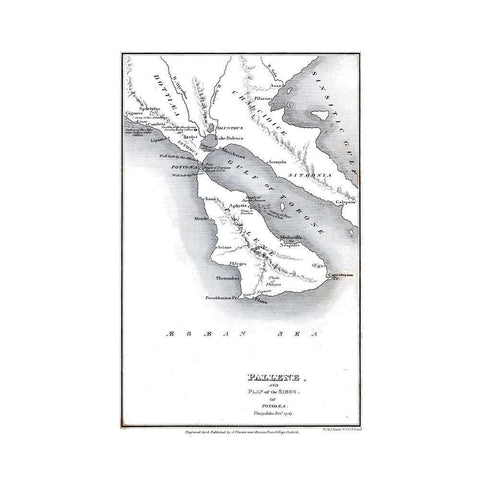 Pallene - Greece - Siege of Potidaea - Oxford 1828 Gold Ornate Wood Framed Art Print with Double Matting by Unknown