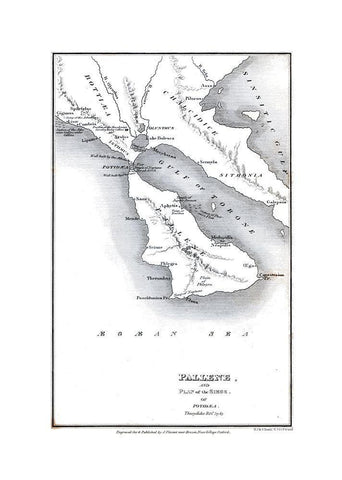 Pallene - Greece - Siege of Potidaea - Oxford 1828 Black Ornate Wood Framed Art Print with Double Matting by Unknown