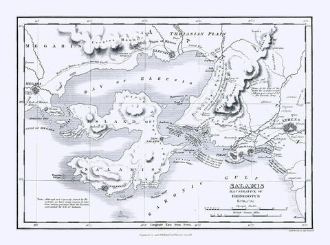 Salamis Island Greece - Oxford 1828 Black Ornate Wood Framed Art Print with Double Matting by Oxford