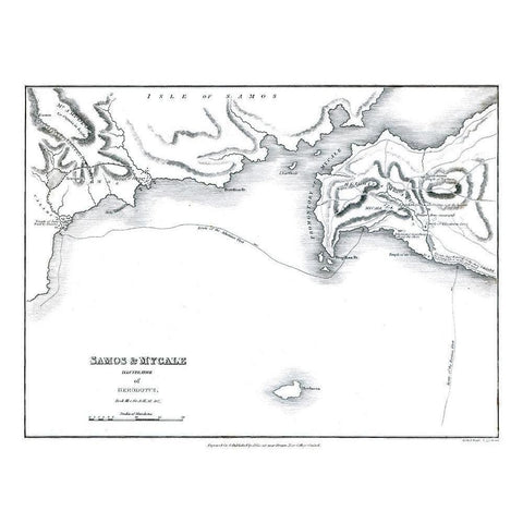 Samos Mycale Greece - Oxford 1828 Black Modern Wood Framed Art Print with Double Matting by Oxford