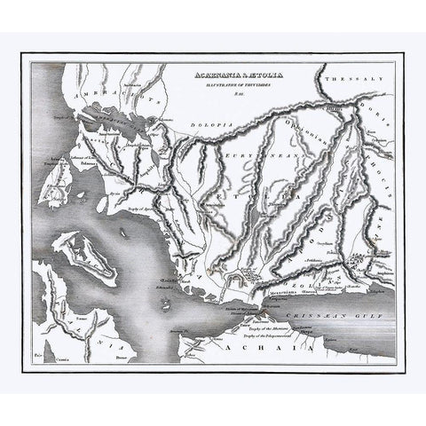 Aetolia Acarnania Greece - Oxford 1828 Black Modern Wood Framed Art Print by Oxford