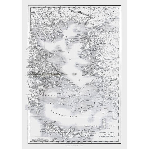 Aegaean Sea Coasts Islands Greece Turkey Gold Ornate Wood Framed Art Print with Double Matting by Oxford