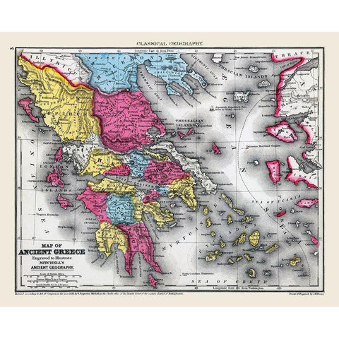 Ancient Greece - Mitchell 1844 Black Modern Wood Framed Art Print with Double Matting by Mitchell