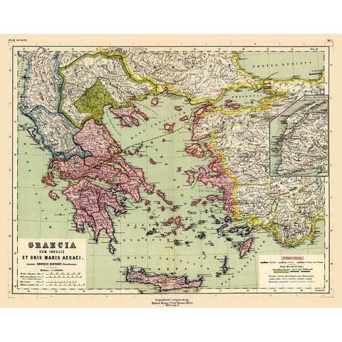 Greece Turkey - Kiepert 1903 Black Modern Wood Framed Art Print with Double Matting by Kiepert