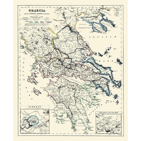 Athens Greece - Kiepert 1903 White Modern Wood Framed Art Print by Kiepert