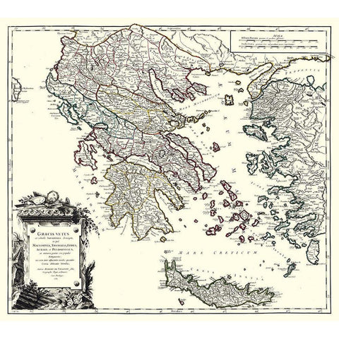 Ancient Greece - Vaugondy 1757 Black Modern Wood Framed Art Print by Vaugondy