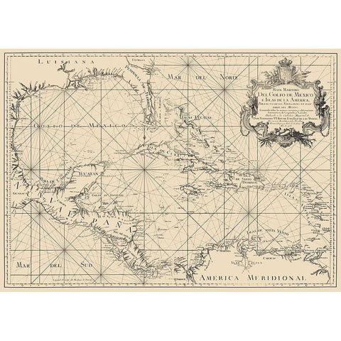 Gulf of Mexico Caribbean Honduras Nicaragua Black Modern Wood Framed Art Print with Double Matting by Lopez