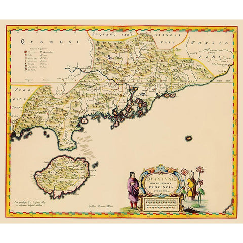 Guangdong Province China Kwantung Hong Kong White Modern Wood Framed Art Print by Blaeu