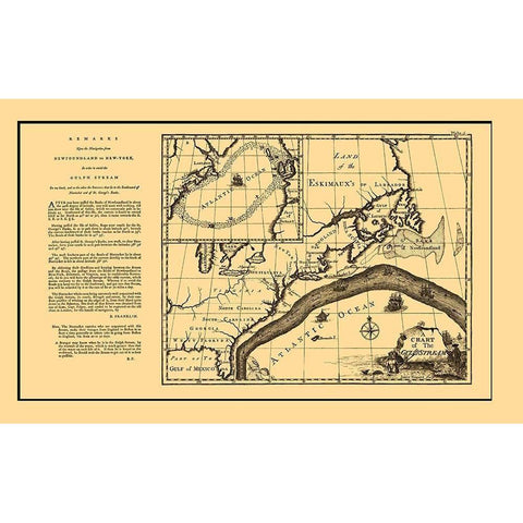 Gulf Stream Atlantic Ocean United States Canada Gold Ornate Wood Framed Art Print with Double Matting by Franklin