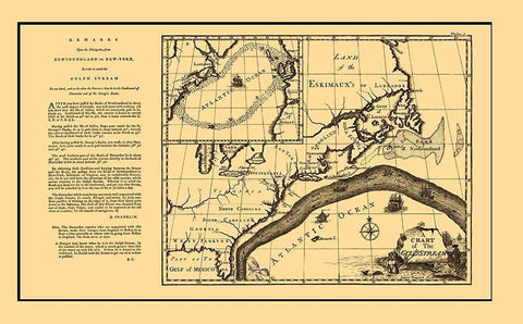 Gulf Stream Atlantic Ocean United States Canada Black Ornate Wood Framed Art Print with Double Matting by Franklin