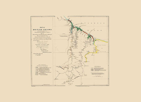 British Guiana South America - Arrowsmith 1844 White Modern Wood Framed Art Print with Double Matting by Arrowsmith