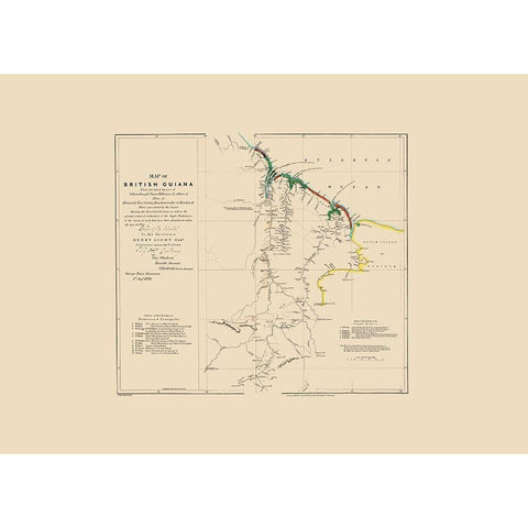 British Guiana South America - Arrowsmith 1844 Black Modern Wood Framed Art Print by Arrowsmith