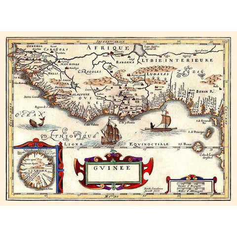 Guinea Africa - Jansson 1640 Black Modern Wood Framed Art Print by Jansson