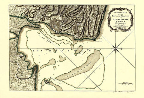 Cap Francois Isle St Domingo Dominican Rep Haiti Black Ornate Wood Framed Art Print with Double Matting by Jeffreys