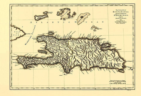 Hispaniola Island St Domingo Dominican Rep Haiti Black Ornate Wood Framed Art Print with Double Matting by Jeffreys