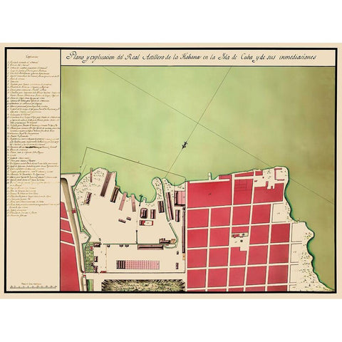 Caribbean Havana Cuba - 1700 Black Modern Wood Framed Art Print with Double Matting by Unknown